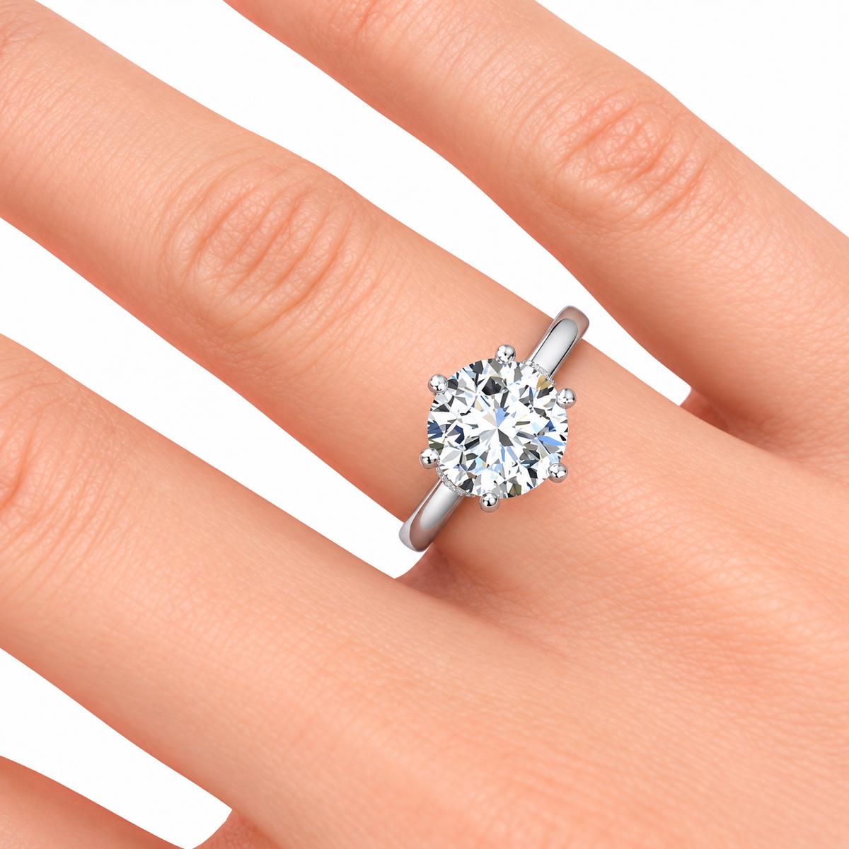 Molly Lab Grown Diamond Ring — white gold — hand view