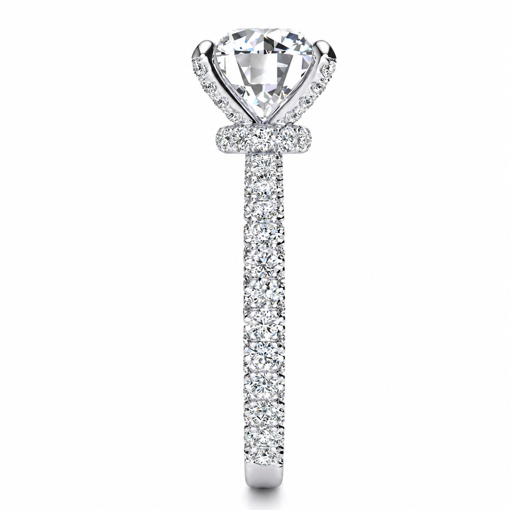 Monica engagement ring — white gold — end view