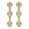 14k yellow gold multi-shape lab-grown diamond drop earrings, front view