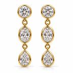 14k yellow gold multi-shape lab-grown diamond drop earrings, front view