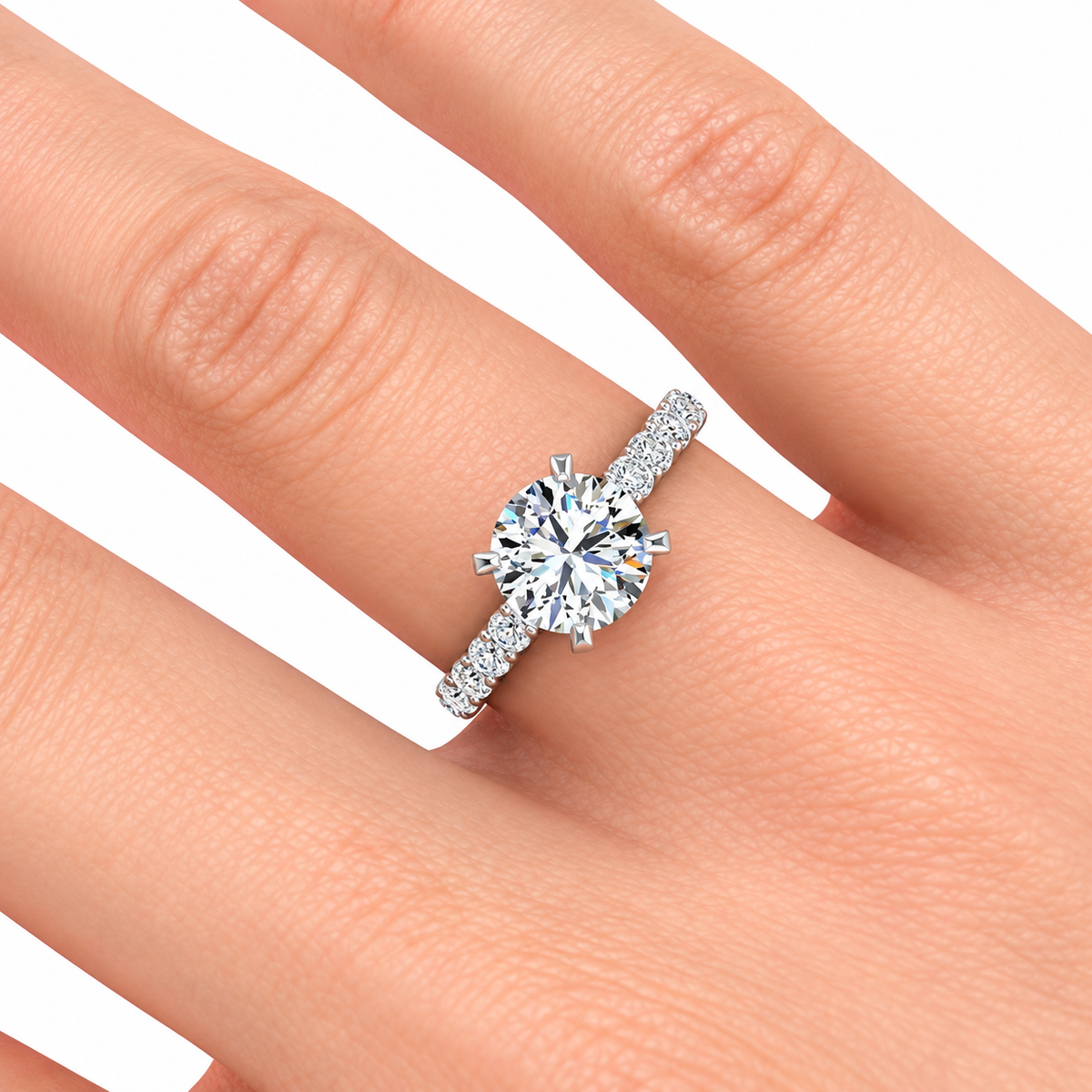 Nancy Lab Grown Diamond Ring — white gold — on hand