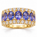 Natural tanzanite white sapphire and diamond ring front view