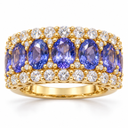 Natural tanzanite white sapphire and diamond ring front view