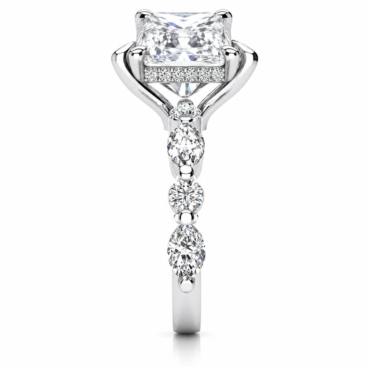 Nicole Lab Grown Ring — white gold — end view
