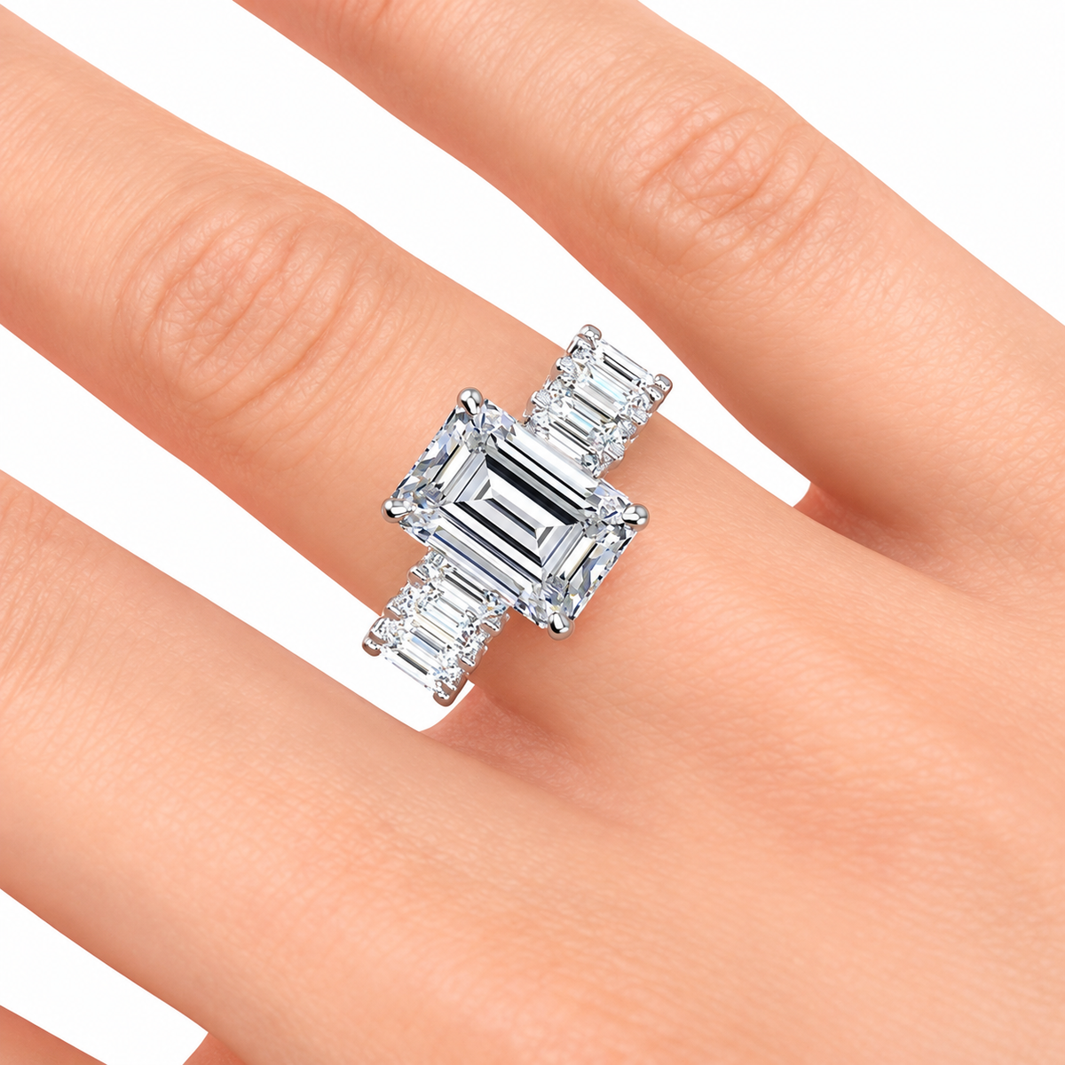 Olivia Lab Grown Ring — white gold — hand view