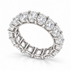 Oval lab-grown eternity band 3.00 x 4.00 mm, white metal, angle view