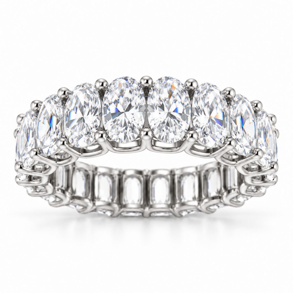 Oval lab-grown eternity band 3.00 x 4.00 mm, white metal, main view