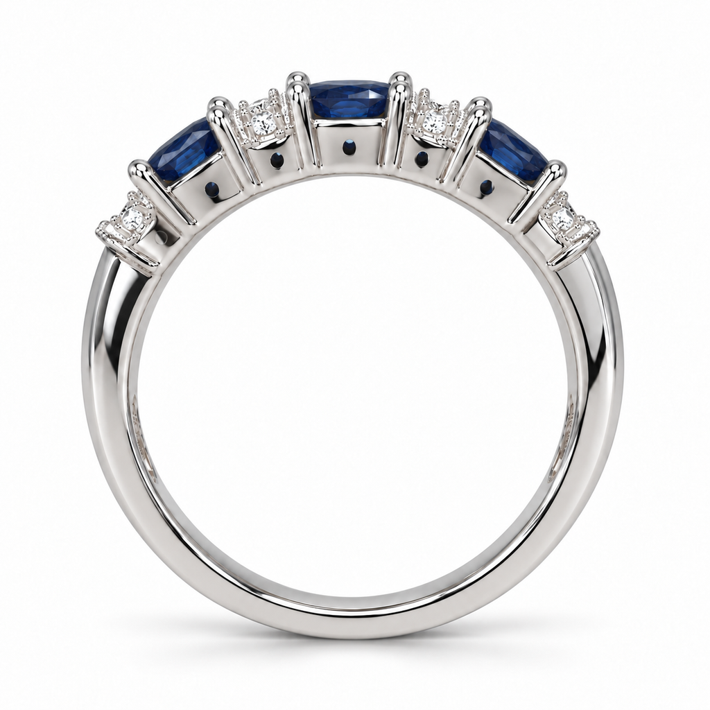Oval sapphire and diamond band — corrected side profile