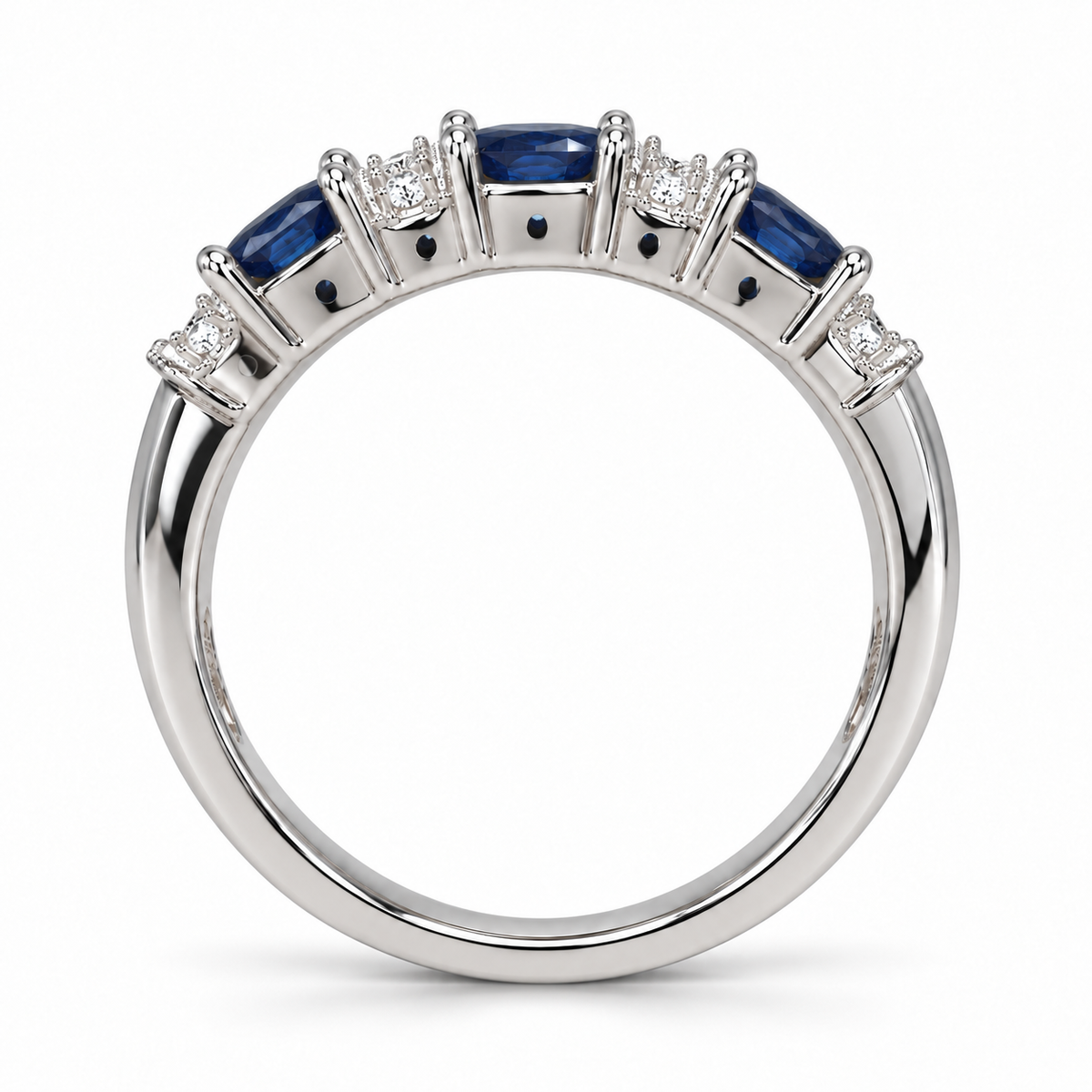 Oval sapphire and diamond band — corrected side profile