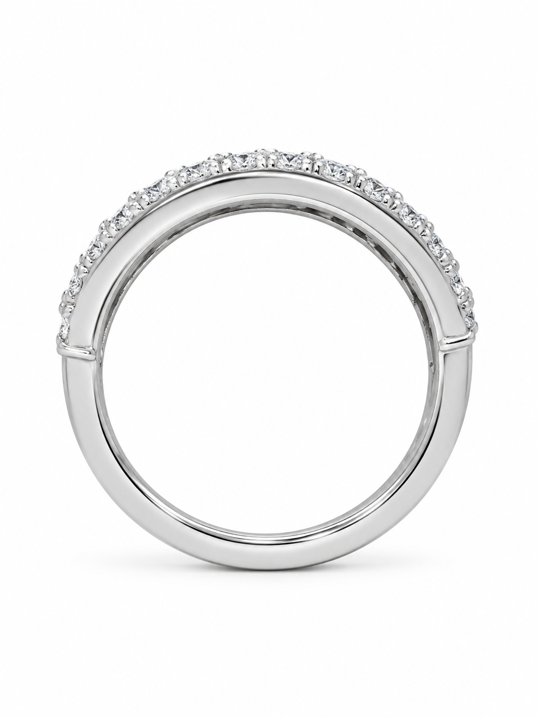 Oval sapphire and diamond ring — side view