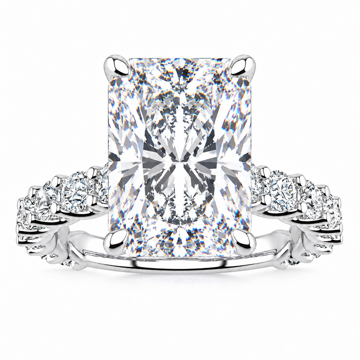 Paige Lab Grown Ring — radiant center — white gold — front view