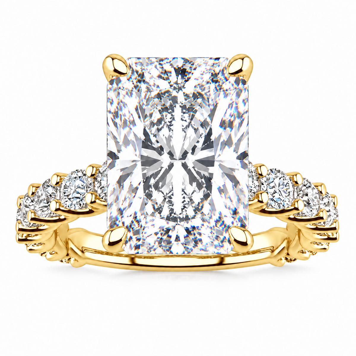 Paige Lab Grown Ring — radiant center — yellow gold — front view