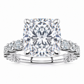 Paige Lab Grown Ring — square cushion center — white gold — front view