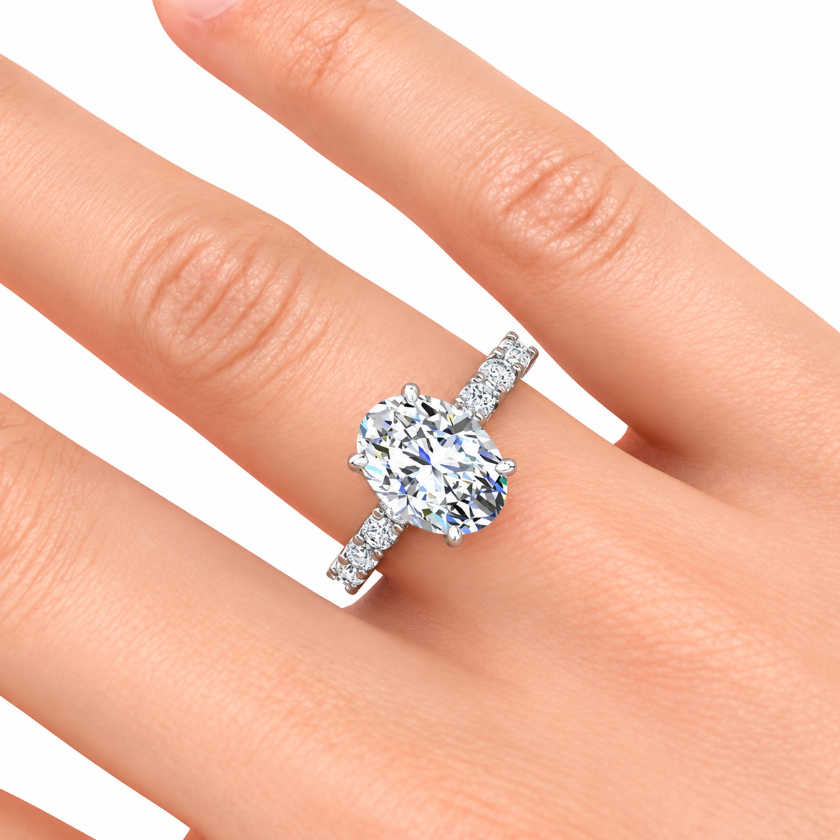 Paige Lab Grown Ring — white gold — hand view