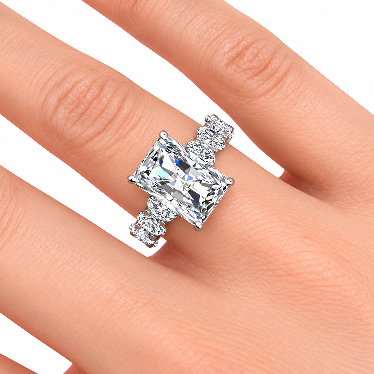 Pamela Lab Grown Diamond — white gold — hand view