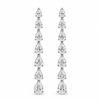 Graduating pear diamond drop earrings front view