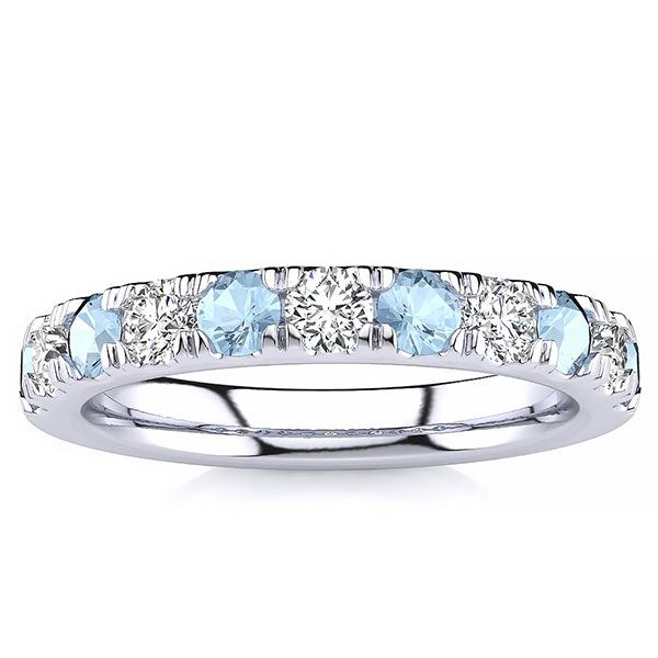 3.2mm Aquamarine Diamond Ring