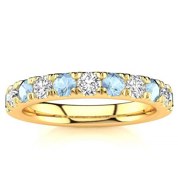 3.2mm Aquamarine Diamond Ring