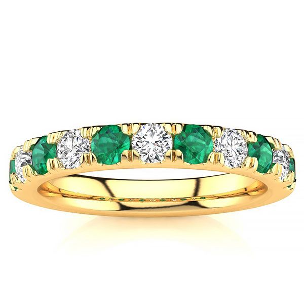 3.2mm Emerald Diamond Ring