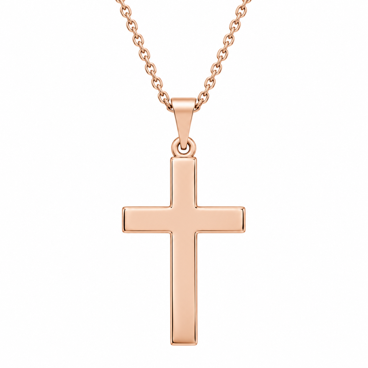 R41279:3054192:P | studio | 14K Rose Gold polished cross necklace