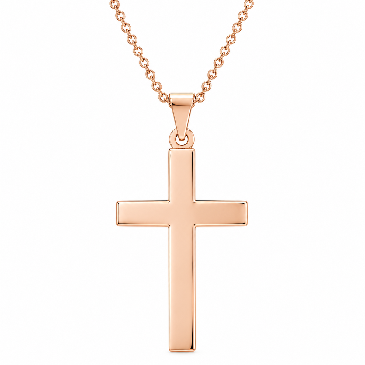 R41279:3054217:P | studio | 14K Rose Gold polished cross necklace