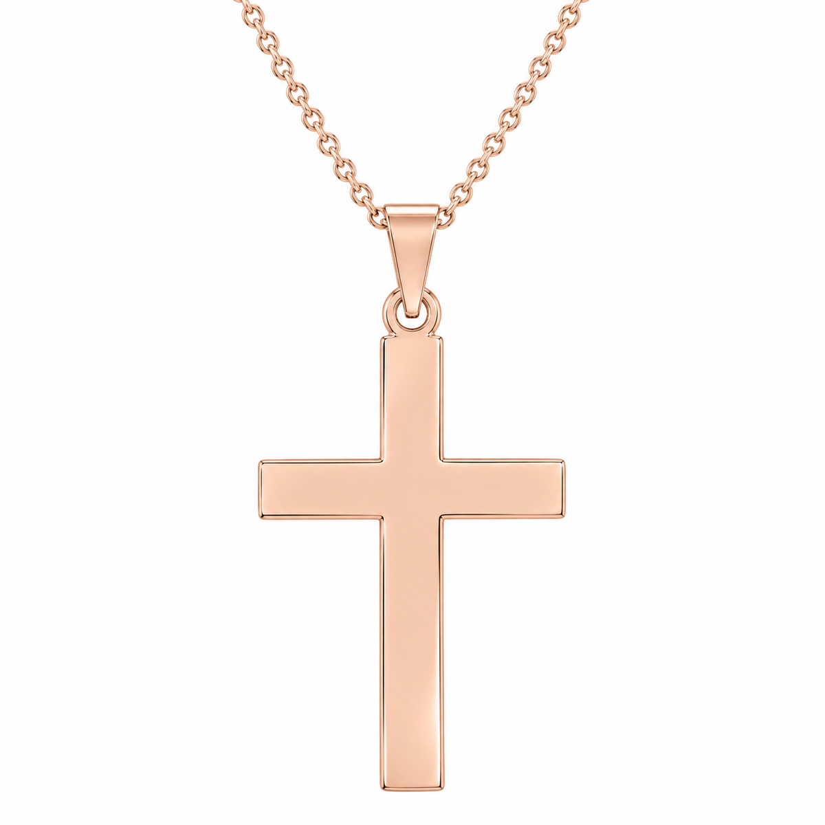 R41279:3054211:P | studio | 14K Rose Gold polished cross necklace