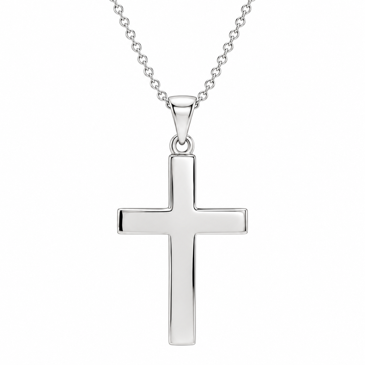 R41279:3054193:P | studio | 14K White Gold polished cross necklace