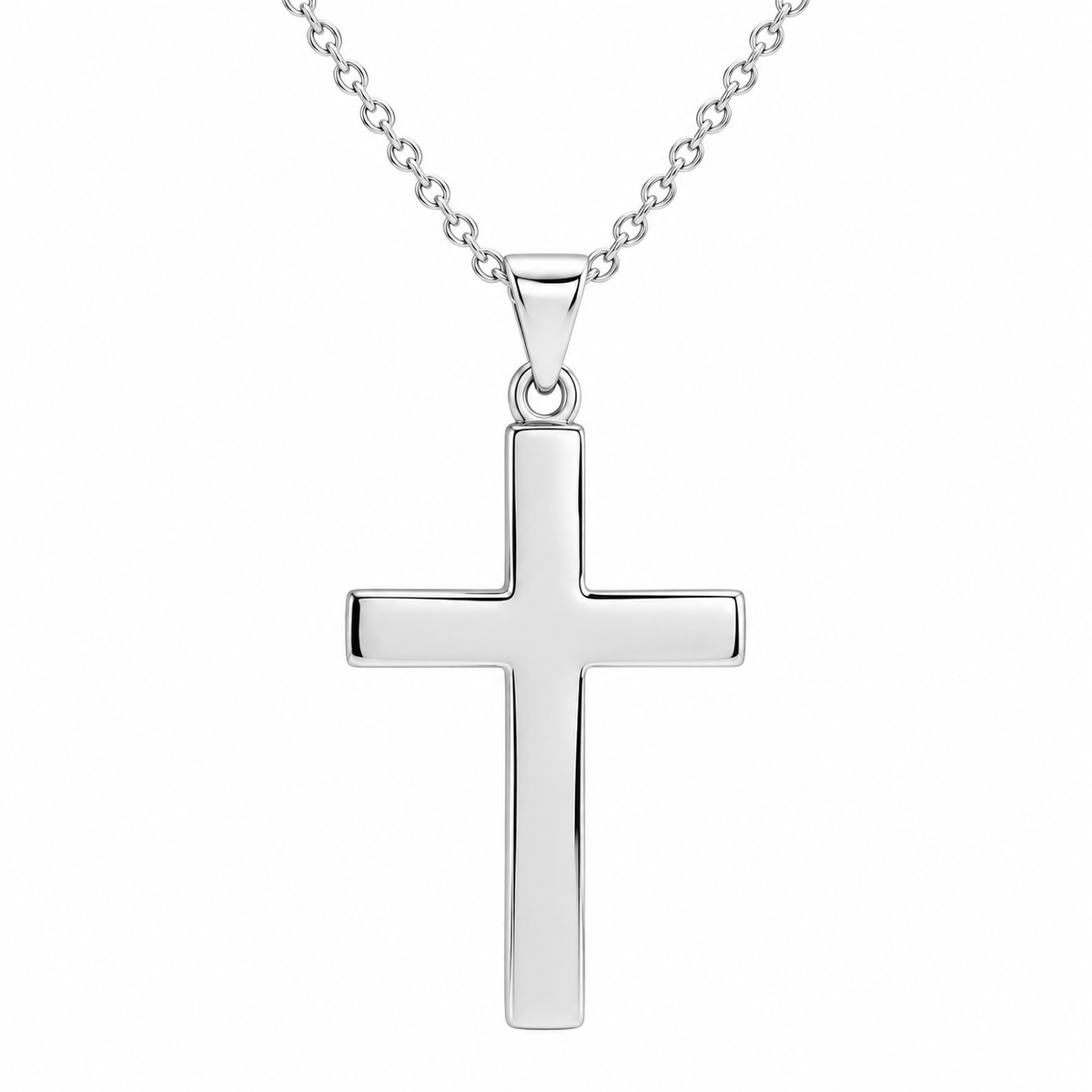 R41279:6004:P | studio | 14K White Gold polished cross necklace