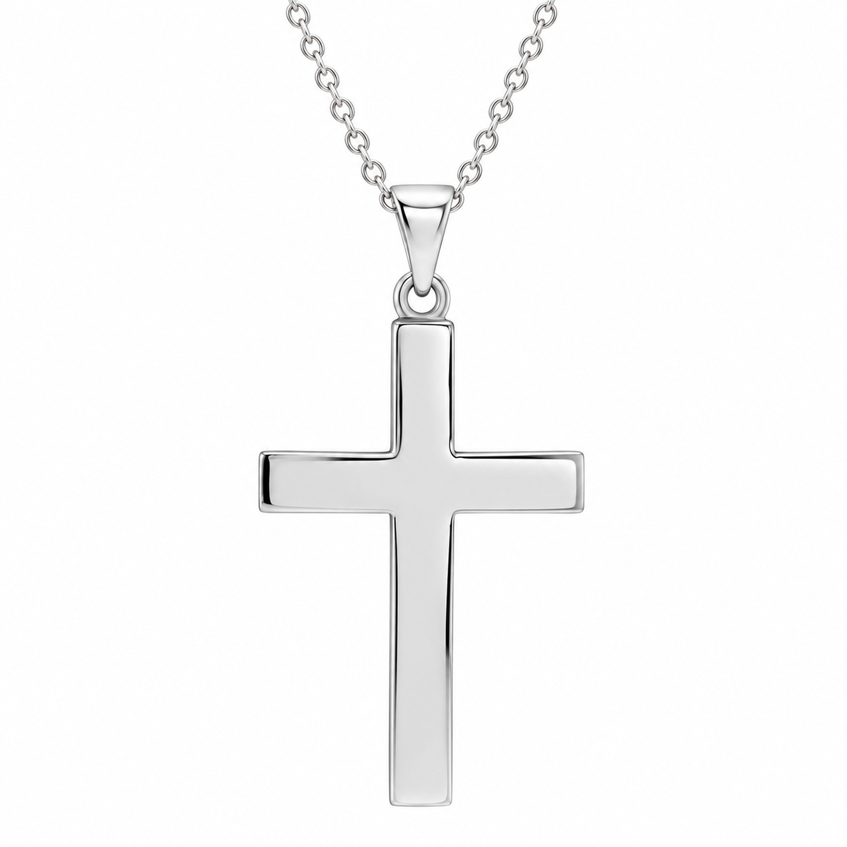 R41279:6005:P | studio | 14K White Gold polished cross necklace