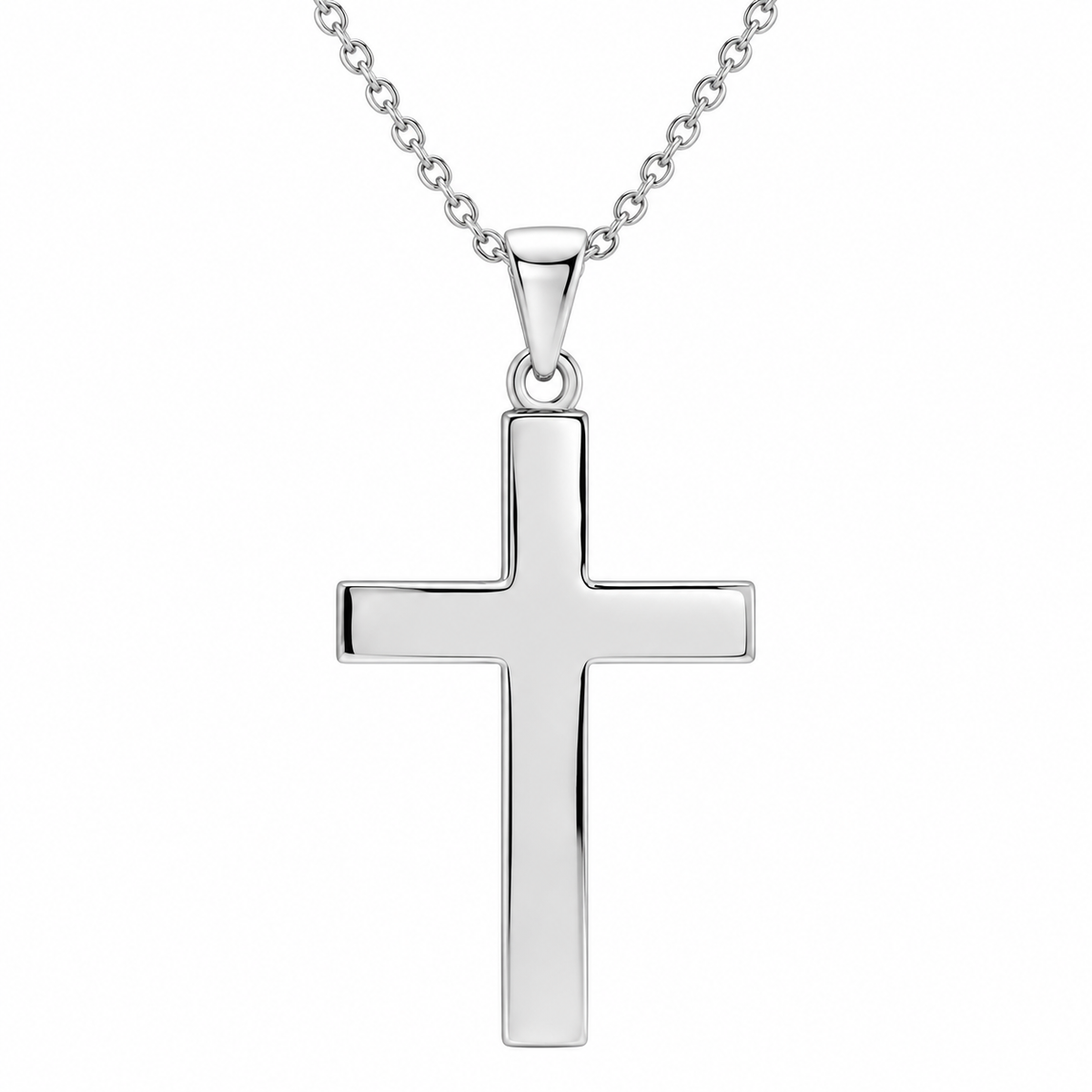 R41279:6006:P | studio | 14K White Gold polished cross necklace
