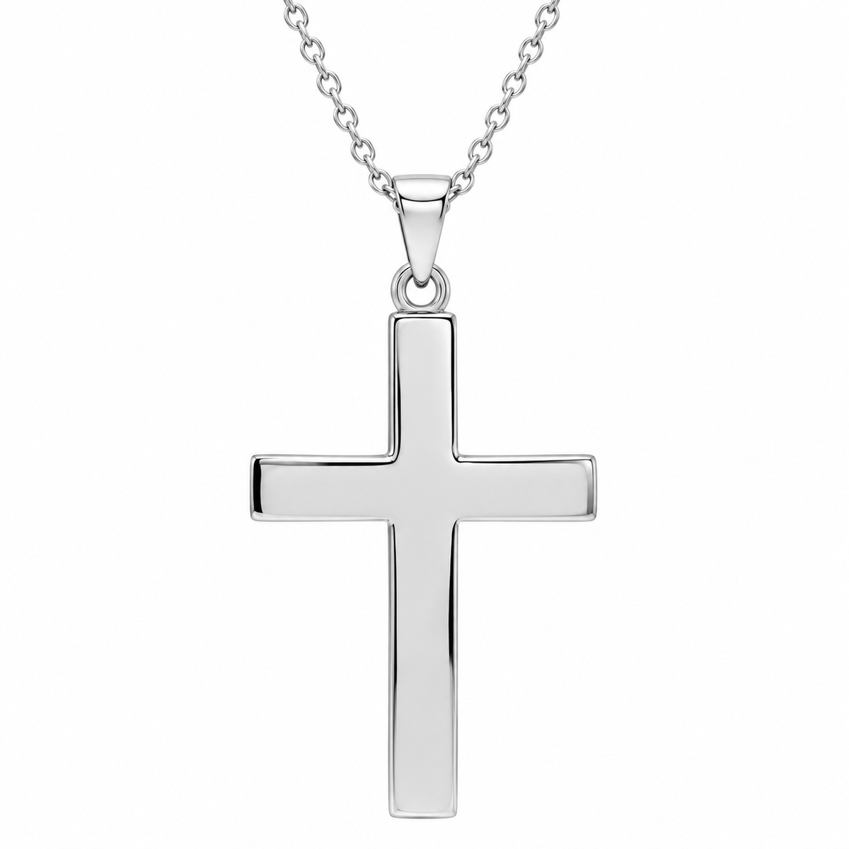 R41279:3054209:P | studio | 14K White Gold polished cross necklace