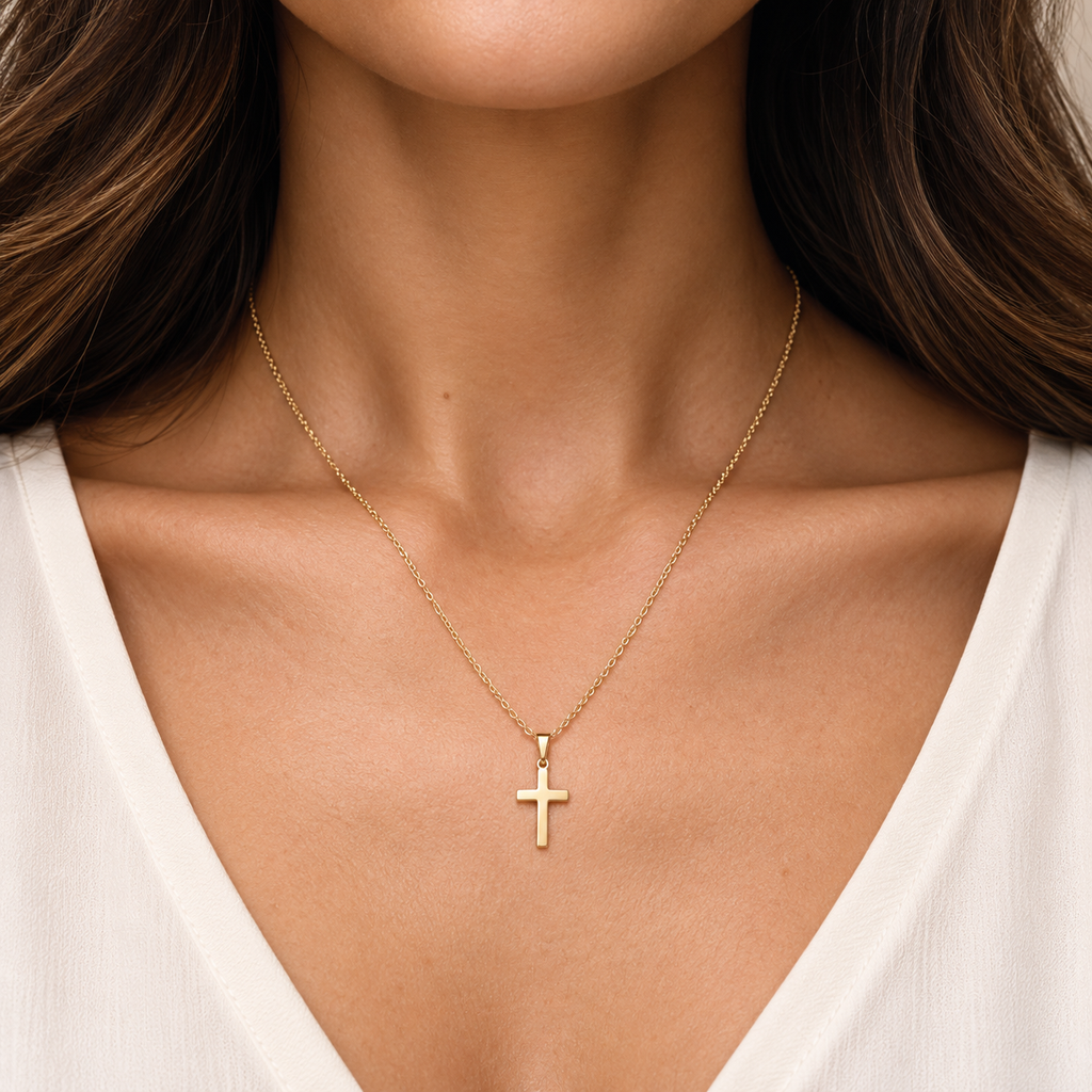 R41279:3054196:P | body | 14K Yellow Gold polished cross necklace