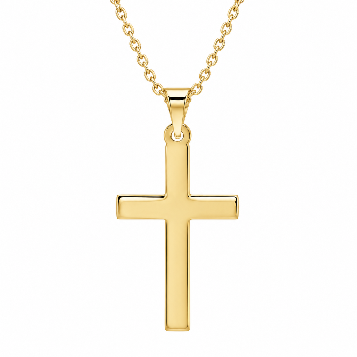 R41279:6007:P | studio | 14K Yellow Gold polished cross necklace