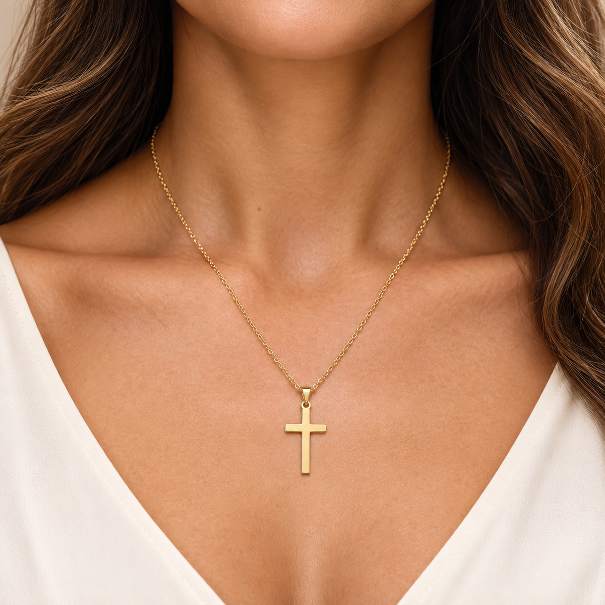 R41279:6008:P | body | 14K Yellow Gold polished cross necklace