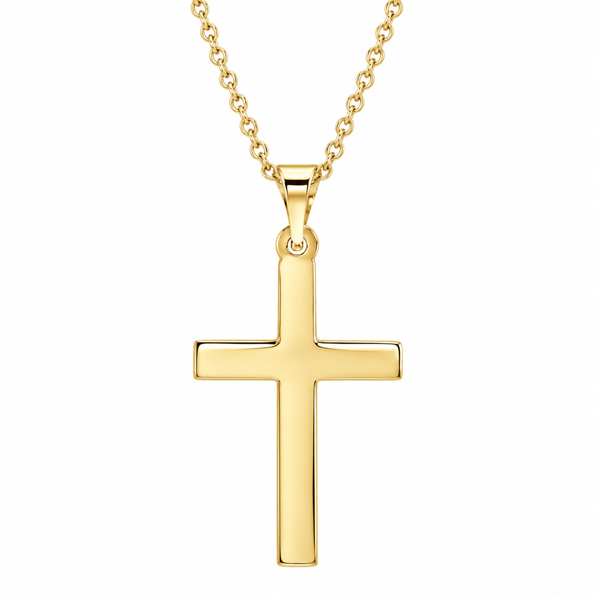 R41279:6008:P | studio | 14K Yellow Gold polished cross necklace
