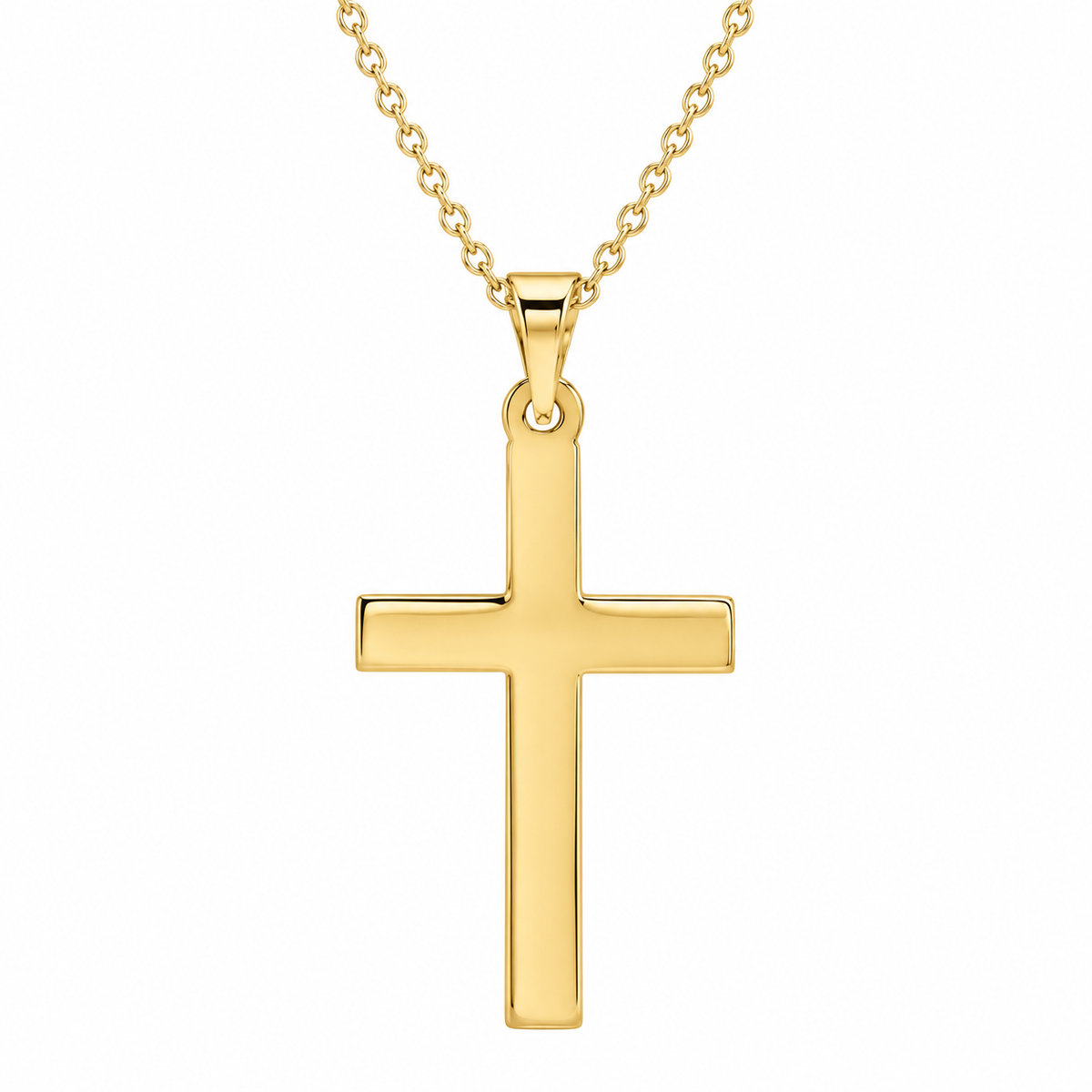 R41279:6009:P | studio | 14K Yellow Gold polished cross necklace
