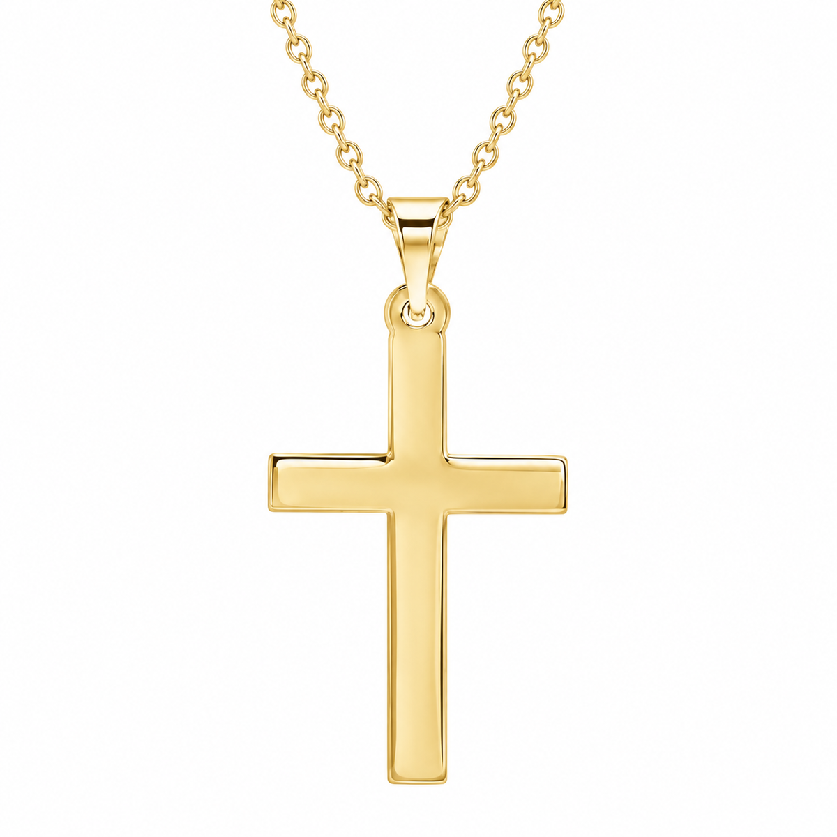 R41279:6010:P | studio | 14K Yellow Gold polished cross necklace