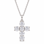 0.25 CTW six-diamond cross necklace in 14K white gold — studio