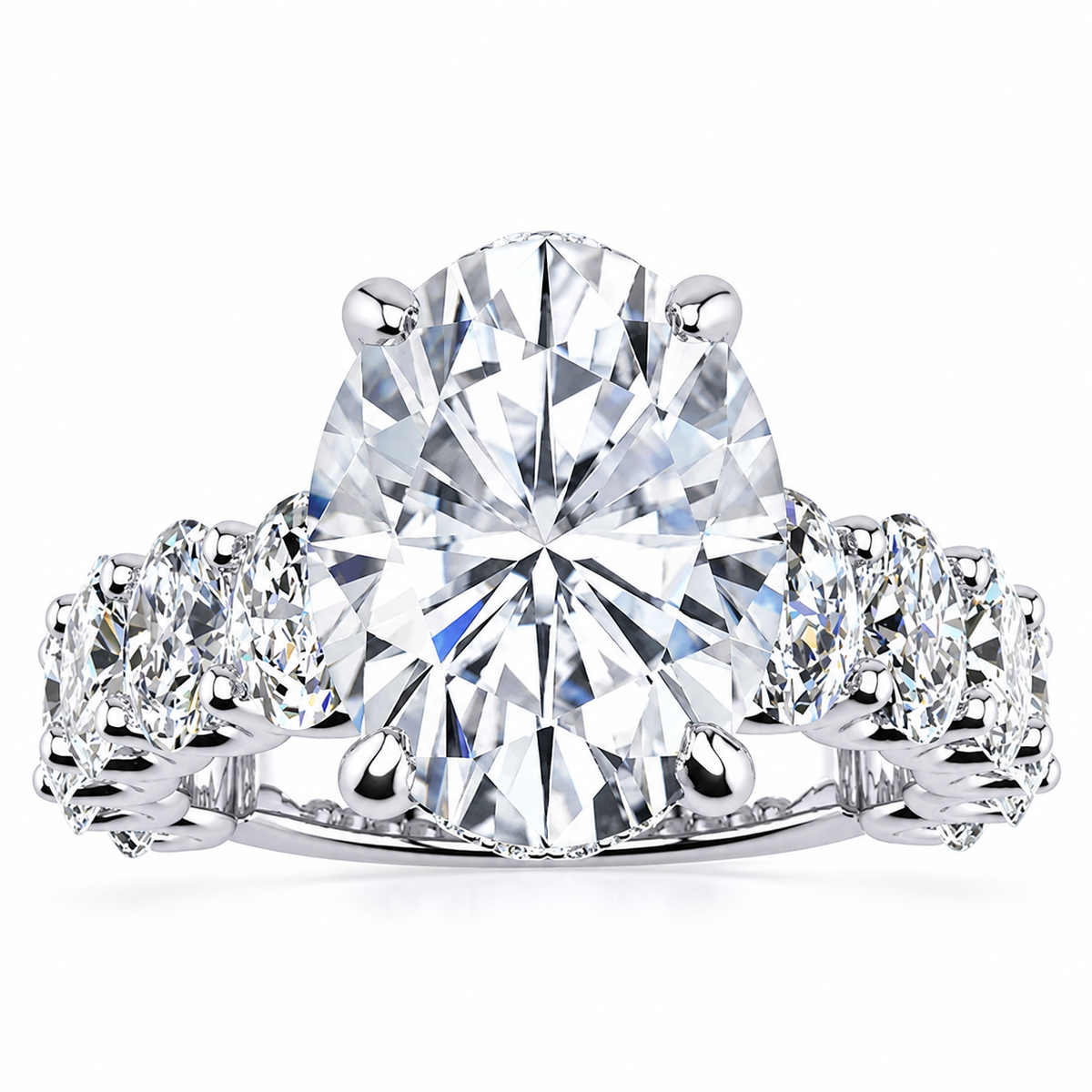 Rachel Lab Grown Ring — white gold — front view
