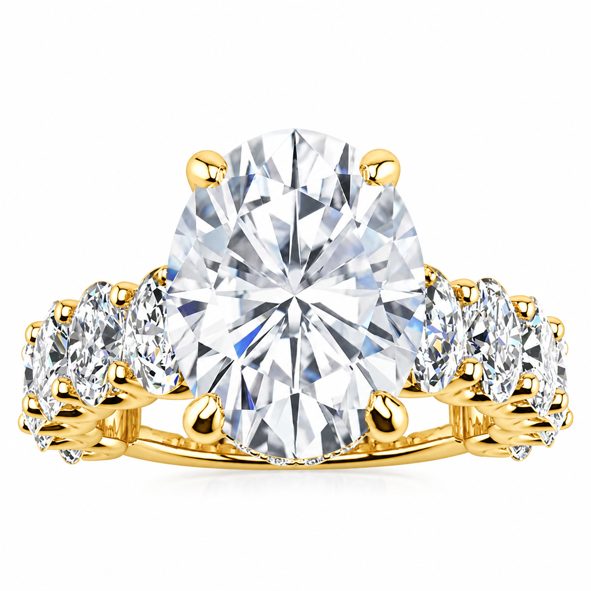 Rachel Lab Grown Ring — yellow gold — front view