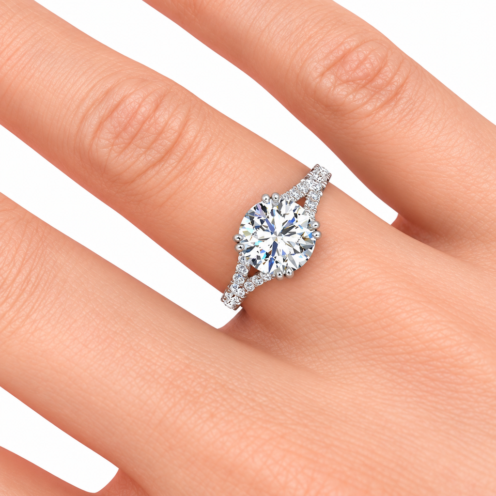 Regina Lab Grown Diamond Ring — white gold — hand view