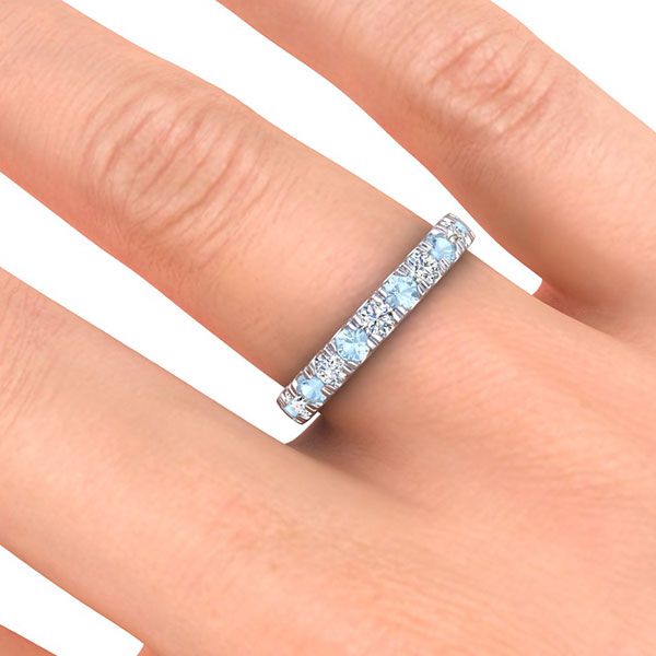 3.2mm Aquamarine Diamond Ring