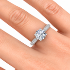 Rosemary Lab Grown Diamond Ring — white gold — on hand