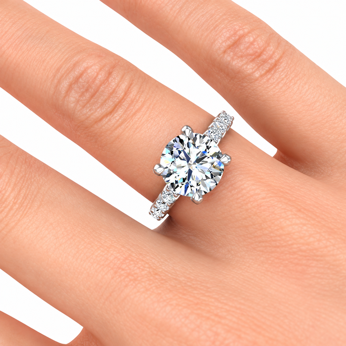Sabrina Lab Grown Diamond Ring — white gold — on hand
