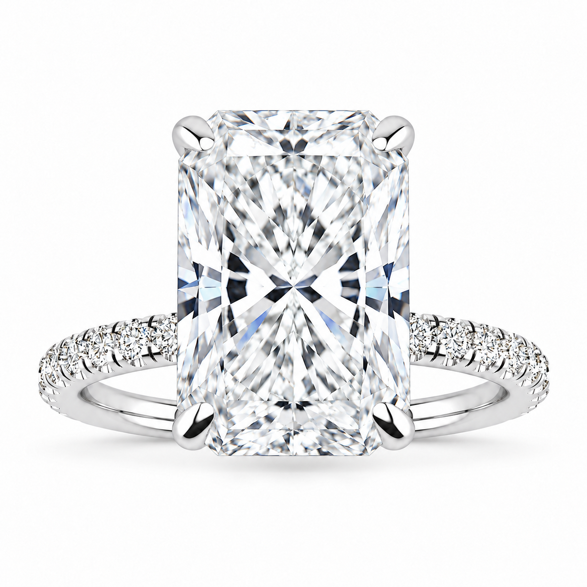 Samantha Lab Grown Diamond Ring — radiant center — white gold — front view