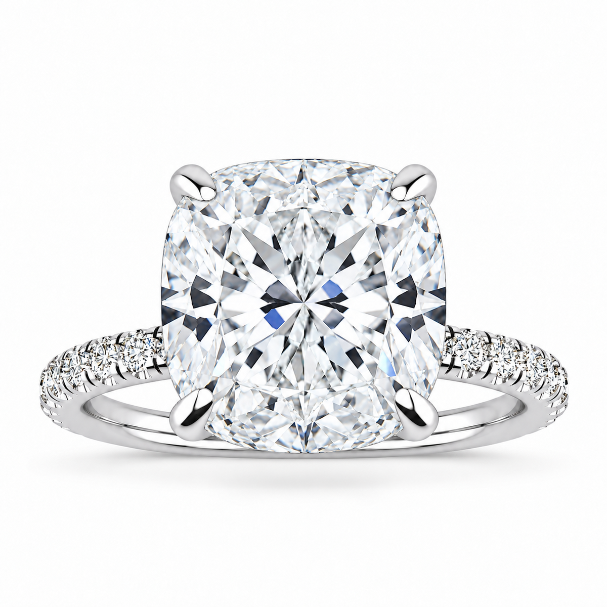 Samantha Lab Grown Diamond Ring — square cushion center — white gold — front view