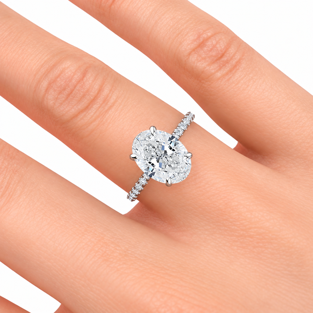 Samantha Lab Grown Diamond Ring — white gold — hand view