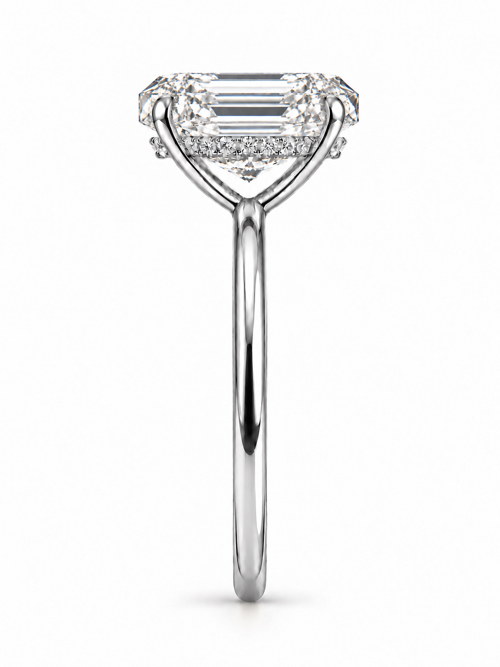 Sammy Lab Grown Diamond Ring AS-R-1197 — emerald — white gold — end view