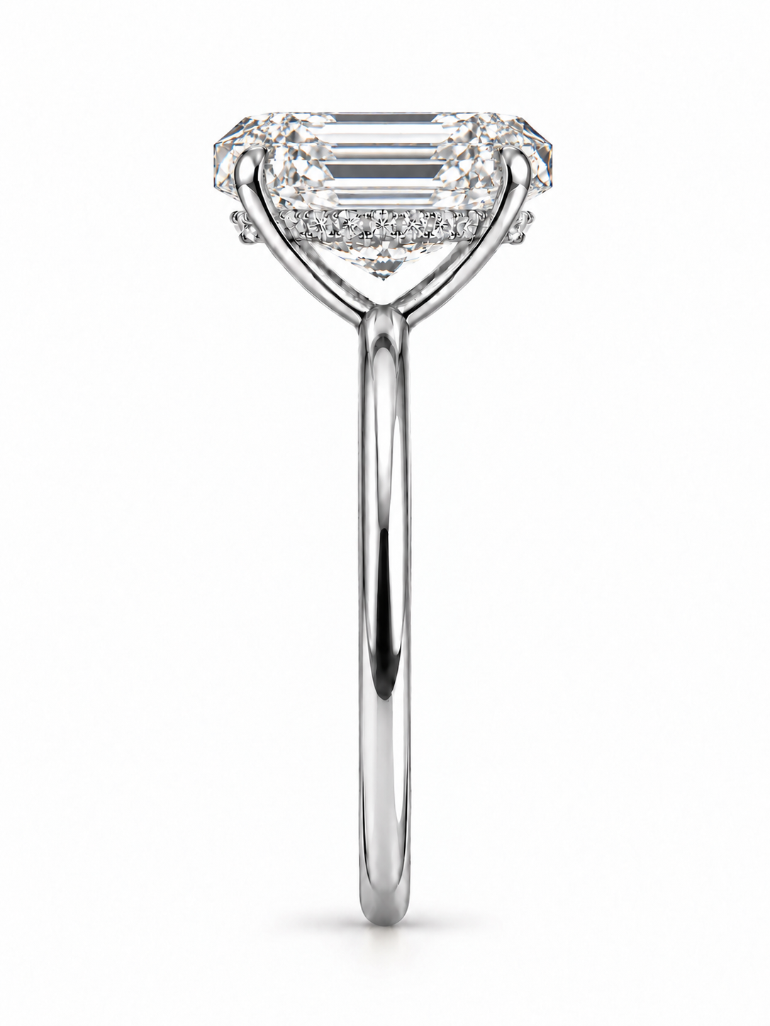 Sammy Lab Grown Diamond Ring AS-R-1197 — emerald — white gold — end view