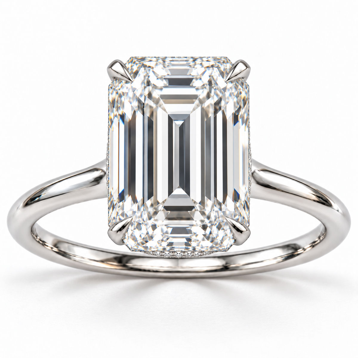 Sammy Lab Grown Diamond Ring AS-R-1197 — emerald — white gold — front view